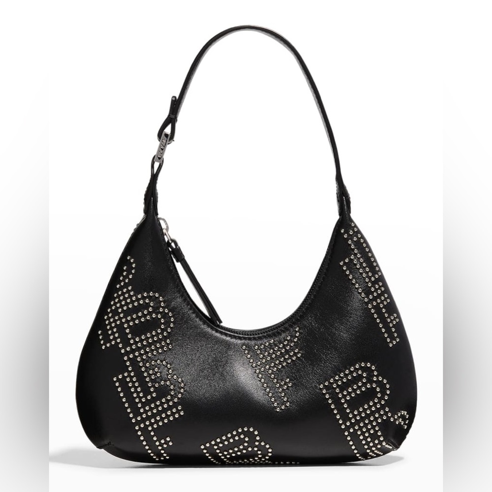 BY FAR Amber Baby Logo Studded Shoulder Bag - Black